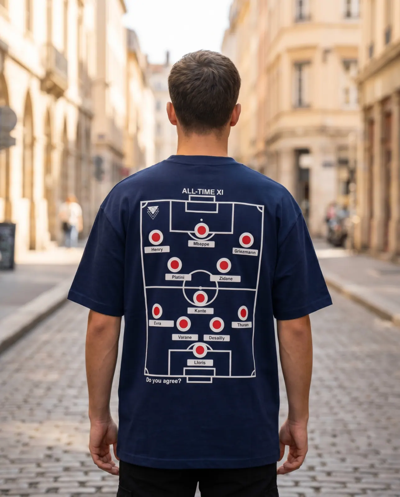 France all-time XI tee back mockup on model