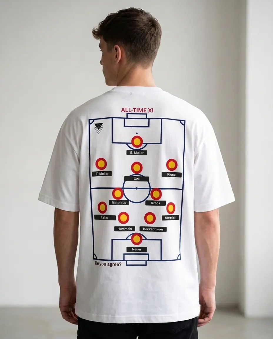 Germany all-time XI tee back mockup on model