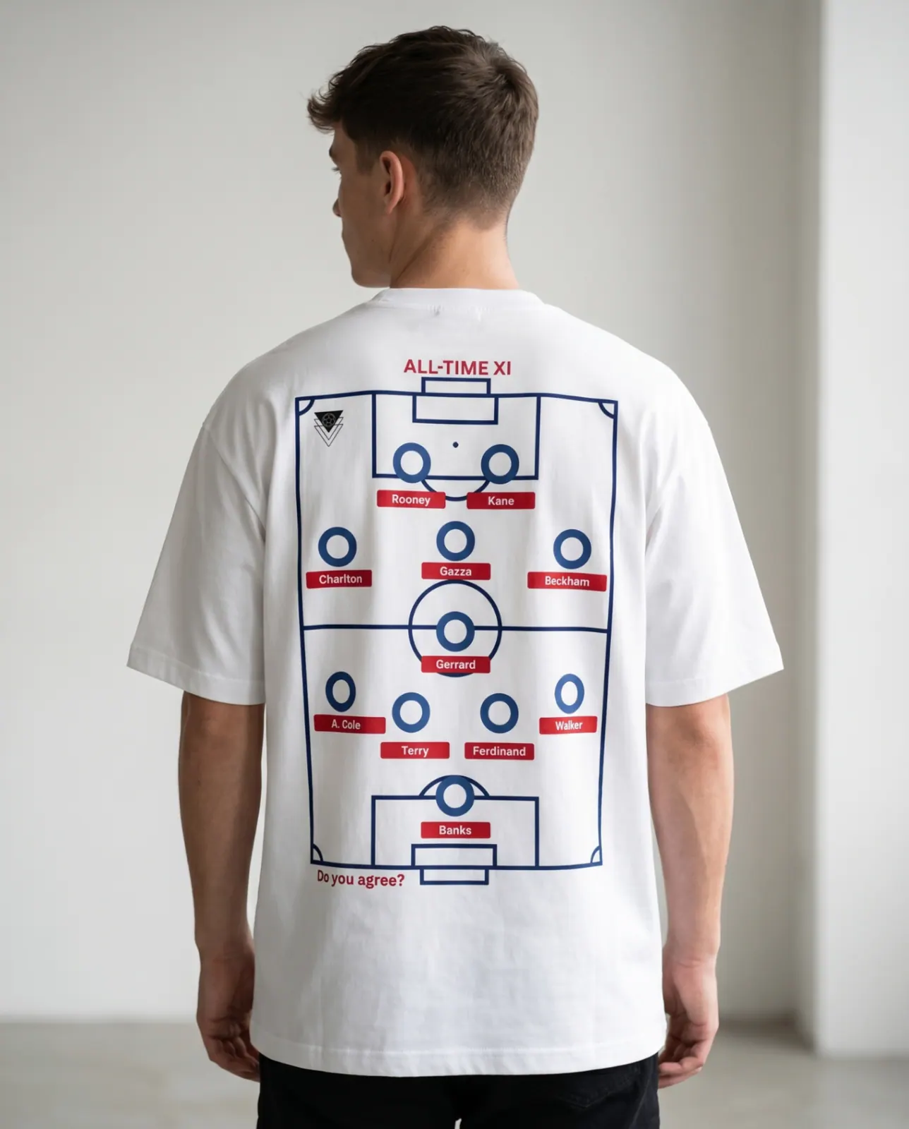England all-time XI tee back mockup on model
